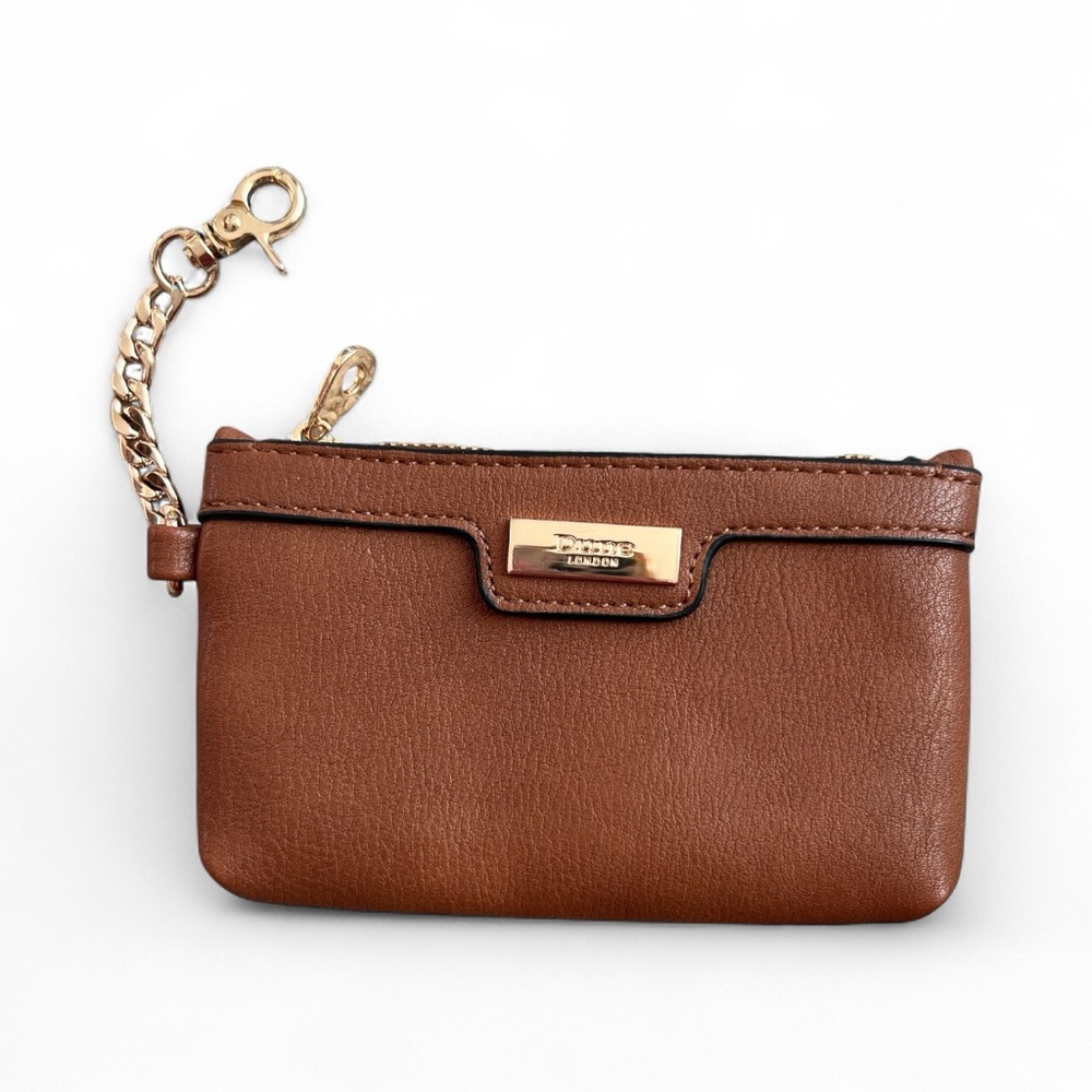 Dune London tan Brown Leather wallet with Gold key Chain